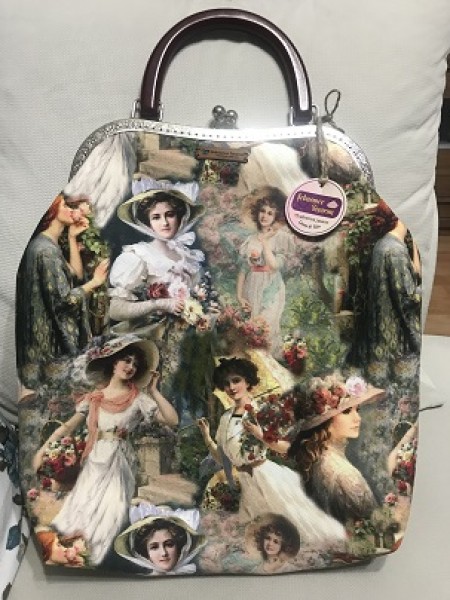 vintage kadın  desenli büyük çanta